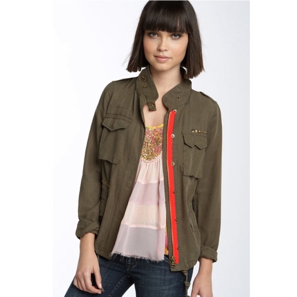 Free People Military Studded Lightweight Jacket Like New size 4 - Picture 7 of 7